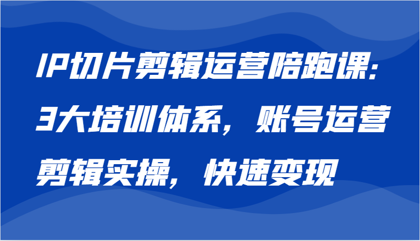 IP切片剪辑运营陪跑课，3大培训体系：账号运营 剪辑实操 快速变现|云雀资源分享