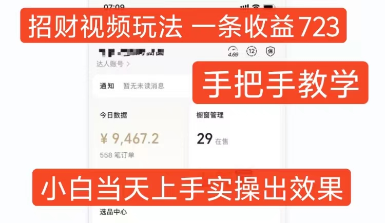 旺财短视频游戏玩法，一条视频收益723，一对一教学，新手当日可入门|云雀资源分享