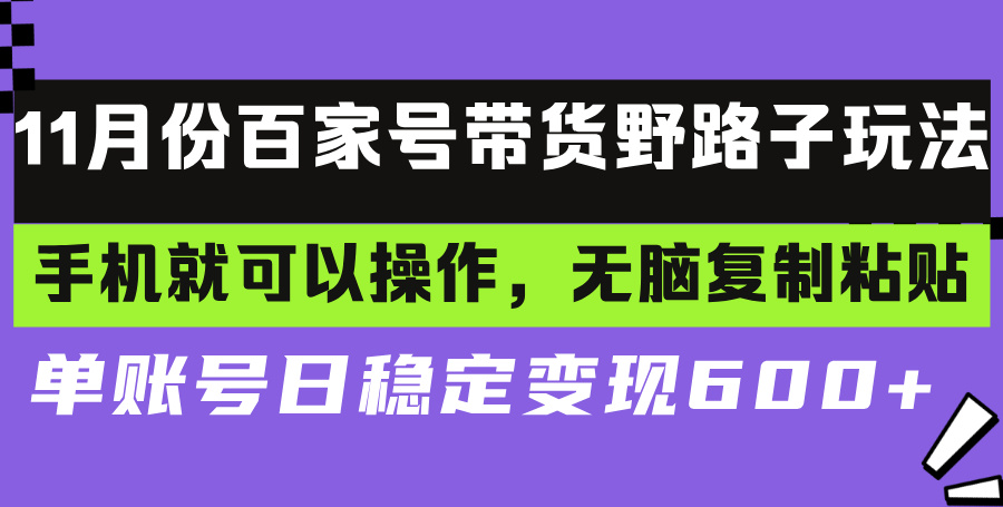 百家号带货野路子玩法 手机就可以操作，无脑复制粘贴 单账号日稳定变现…|云雀资源分享