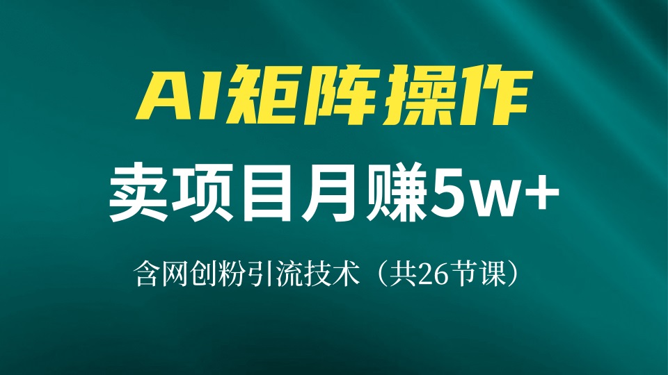 网创IP打造出课，依靠AI卖项目月赚5万 ，含引流技术（共26堂课）|云雀资源分享