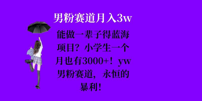 能做一辈子的蓝海项目？小学生一个月也有3000+，yw男粉赛道，永恒的暴利|云雀资源分享