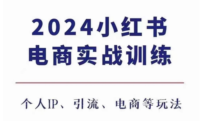 2024小红书电商3.0实战训练，包含个人IP、引流、电商等玩法|云雀资源分享