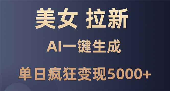 美女暴力拉新，通过AI一键生成，单日疯狂变现5000+，纯小白一学就会！|云雀资源分享