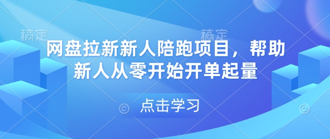 网盘拉新新人陪跑项目，帮助新人从零开始开单起量|云雀资源分享