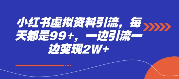 小红书虚拟资料引流，每天都是99+，一边引流一边变现2W+|云雀资源分享