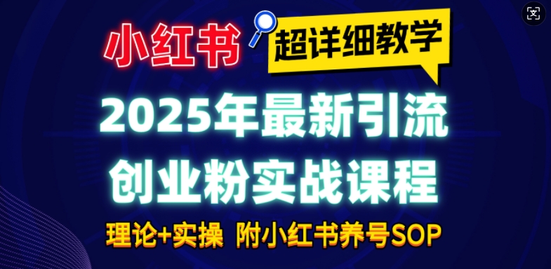 2025年最新小红书引流创业粉实战课程【超详细教学】小白轻松上手，月入1W+，附小红书养号SOP|云雀资源分享