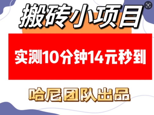 搬砖小项目，实测10分钟14元秒到，每天稳定几张(赠送必看稳定)|云雀资源分享