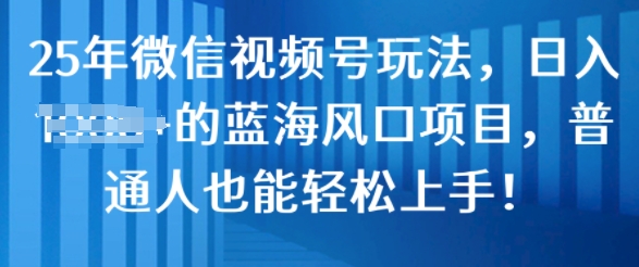 25年视频号游戏玩法，日入多张的瀚海蓝海项目，平常人也可以快速上手!|云雀资源分享