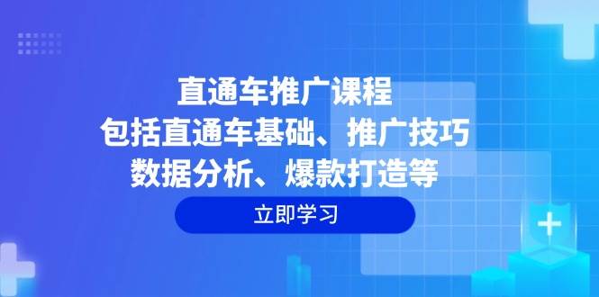 直通车推广课程：包括直通车基础、推广技巧、数据分析、爆款打造等|云雀资源分享