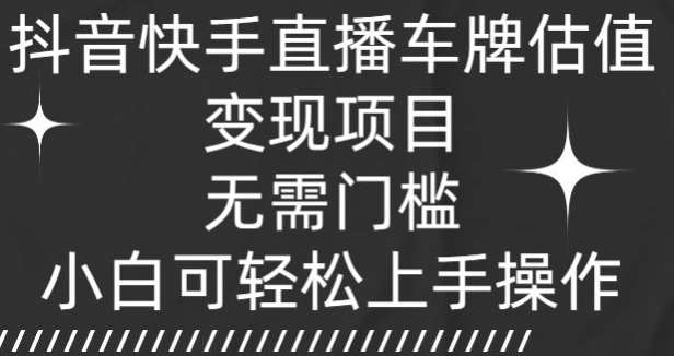 抖音快手直播车牌估值变现项目，无需门槛，小白可轻松上手操作