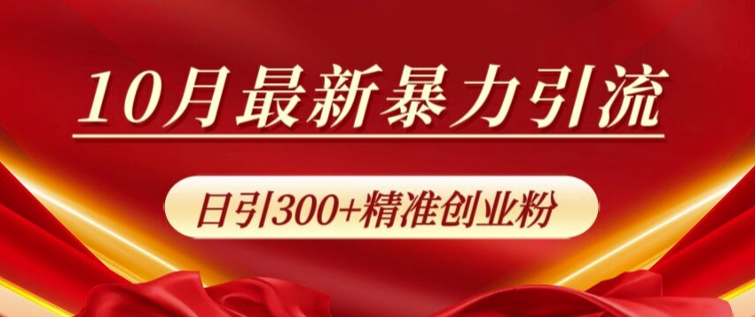 10月最新暴力引流，私域完美闭环，日引300 精准创业粉【揭秘】