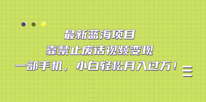 图片[1]-全新蓝海项目，靠严禁空话视频变现，一部手机，新手轻轻松松月入破万！