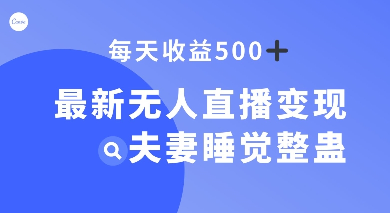 最新无人直播变现，夫妻睡觉整蛊，每天躺赚500 【揭秘】